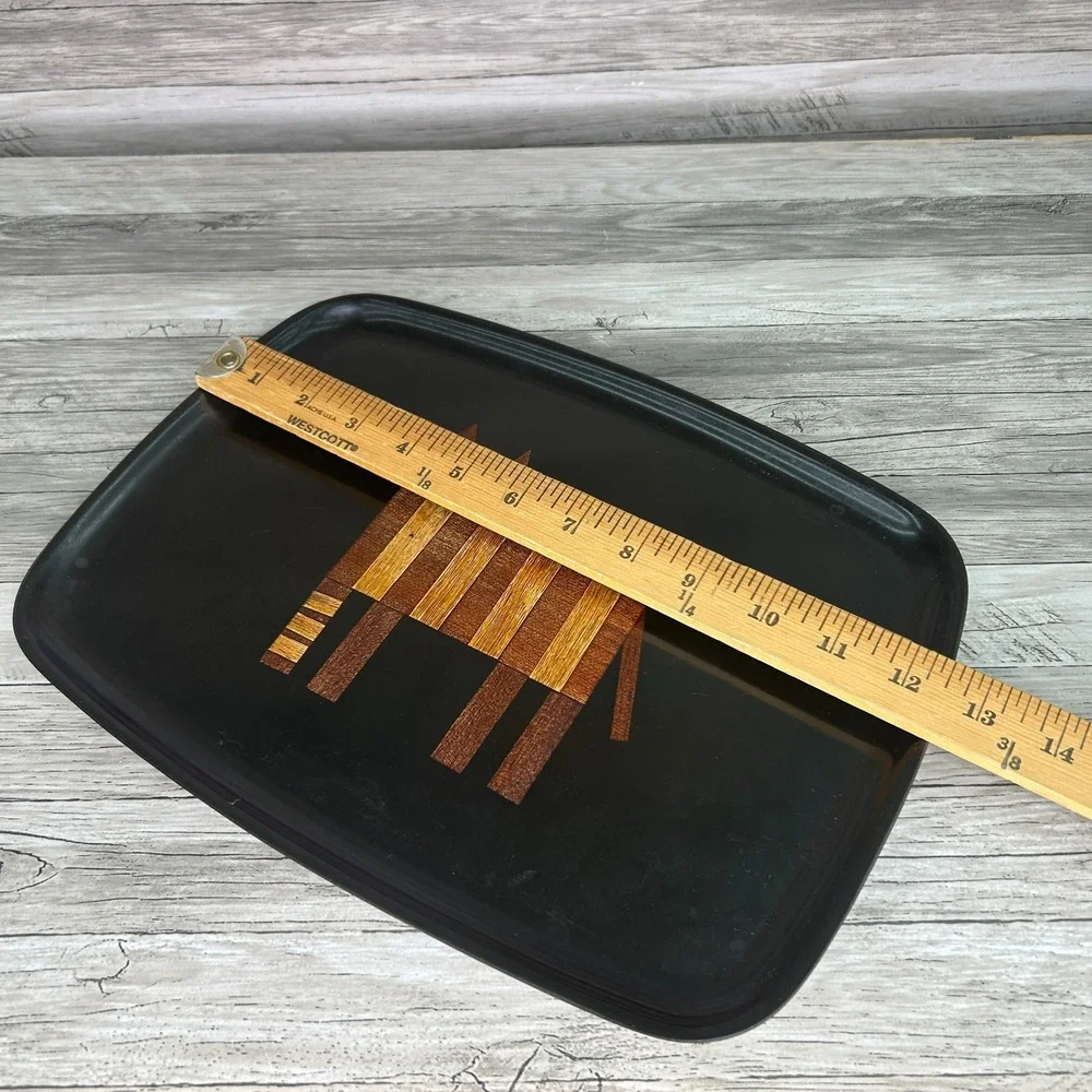 Couroc Of Monterey Serving Tray Hand Inlaid Wood Cat Vintage MCM